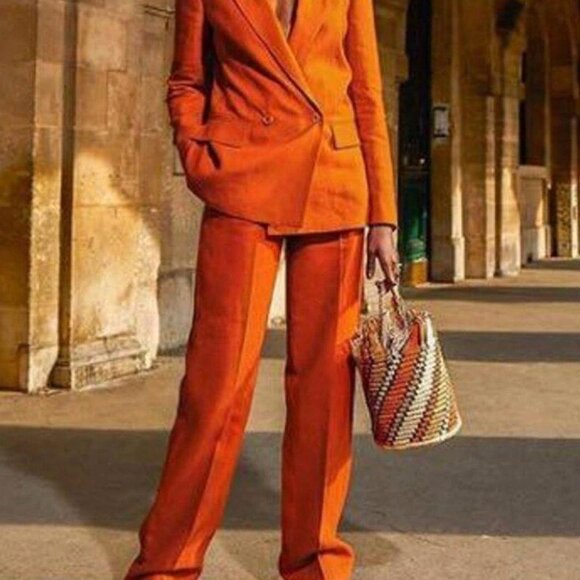 [SOLD] LORO PIANA Carson Leather-trim Linen Pant In Orange/Splendent Rust - Picture 11 of 11